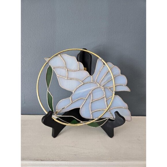 Stained Glass Dove with Branch Handmade Suncatcher Easter/Christmas Decor Vtg - Picture 5 of 10